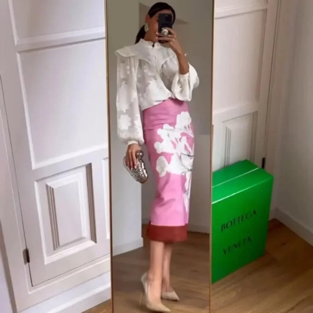 ZARA ZW COLLECTION LINEN BLEND PENCIL SKIRT - Picture 6 of 6